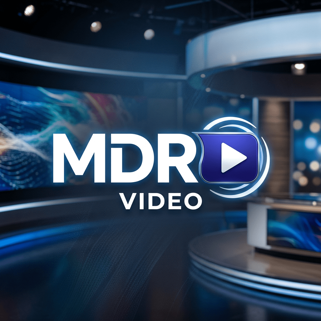 MDR Video logo with play button overlay on studio background